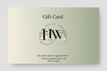 A gift card for Haliwax Melts and Scents, featuring a soft beige-to-olive green gradient background with the brand's logo and contact details printed in black.