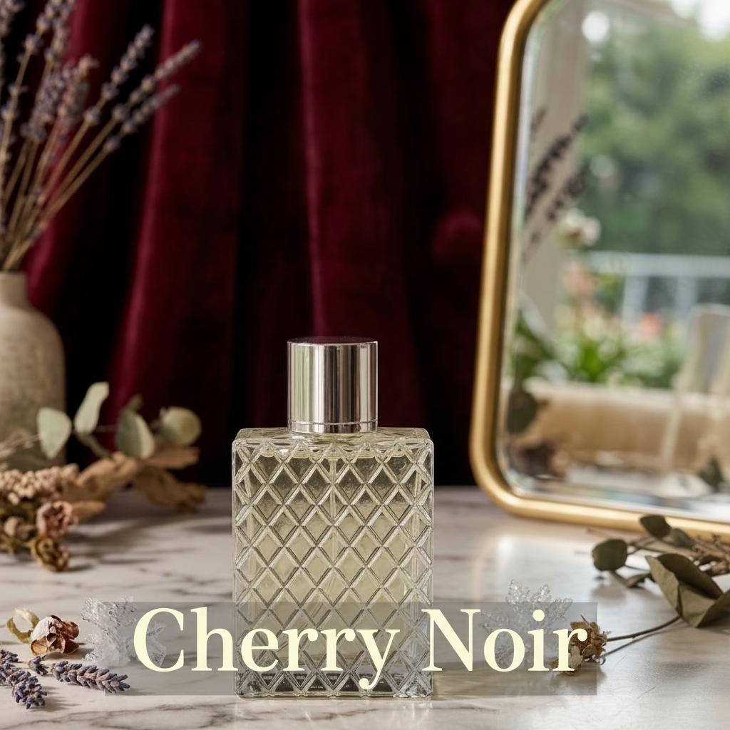 Cherry Noir Perfume bottle by Haliwax